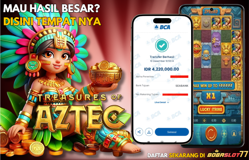 Selamat kepada user id : ti***ko Wede Rp 4.220.000 di Game treasures of AZTEC PG SOFT Cair Gk Sampe 1 Menit! Menang Mudah di Bobaslot77
